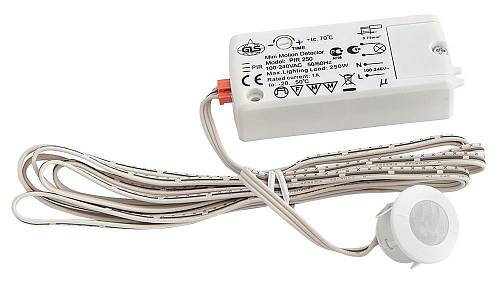 Выключатель врезной PIR250, датчик движения 2м, max 220V, max 250W, провод 2м, белый — купить оптом и в розницу в интернет магазине GTV-Meridian.